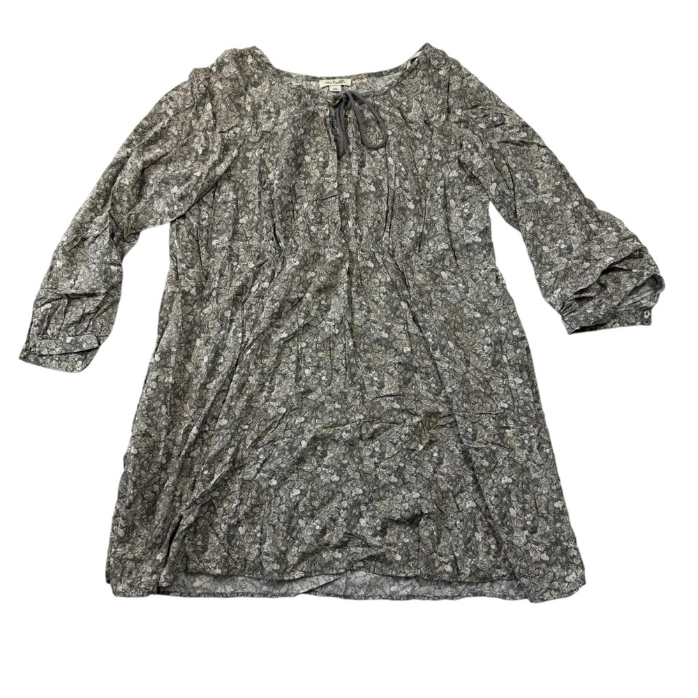 Simply Noelle Gray Floral Print Drawstring Tunic Top Dress XXL (16-18)